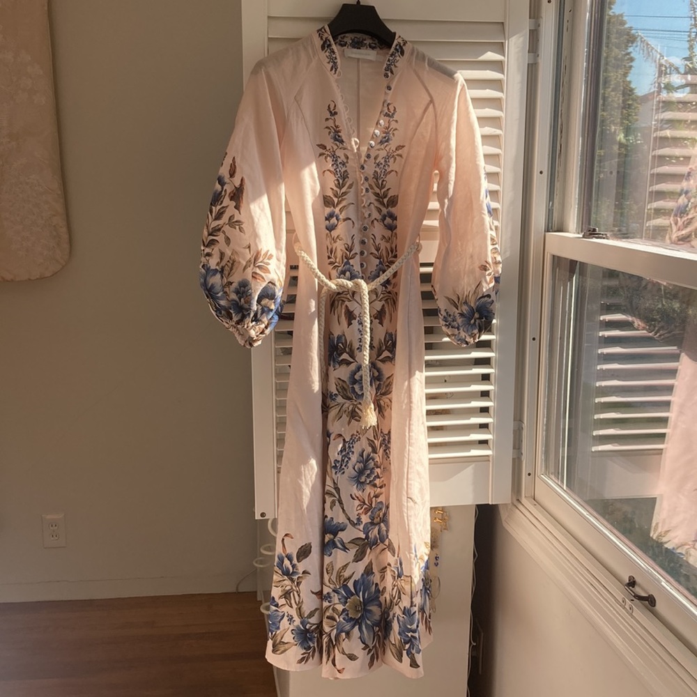 SOLD. Zimmerman Aliane floral billow sleeve dress